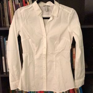 H&M white cotton dress button down